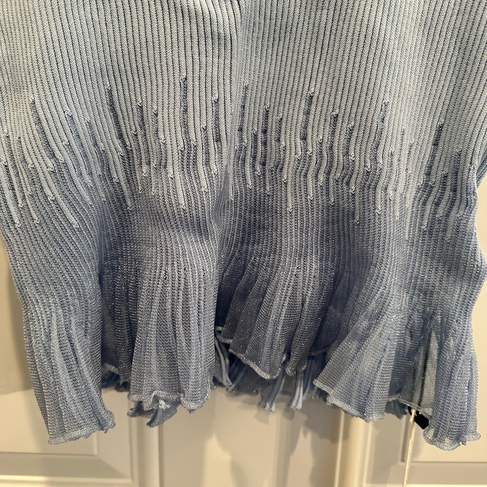 Commense Light Blue Ribbed Ruffle-Trim Tank - Picture 3 of 13